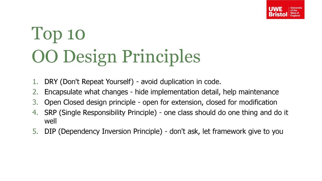 Top 10 OO Design Principles