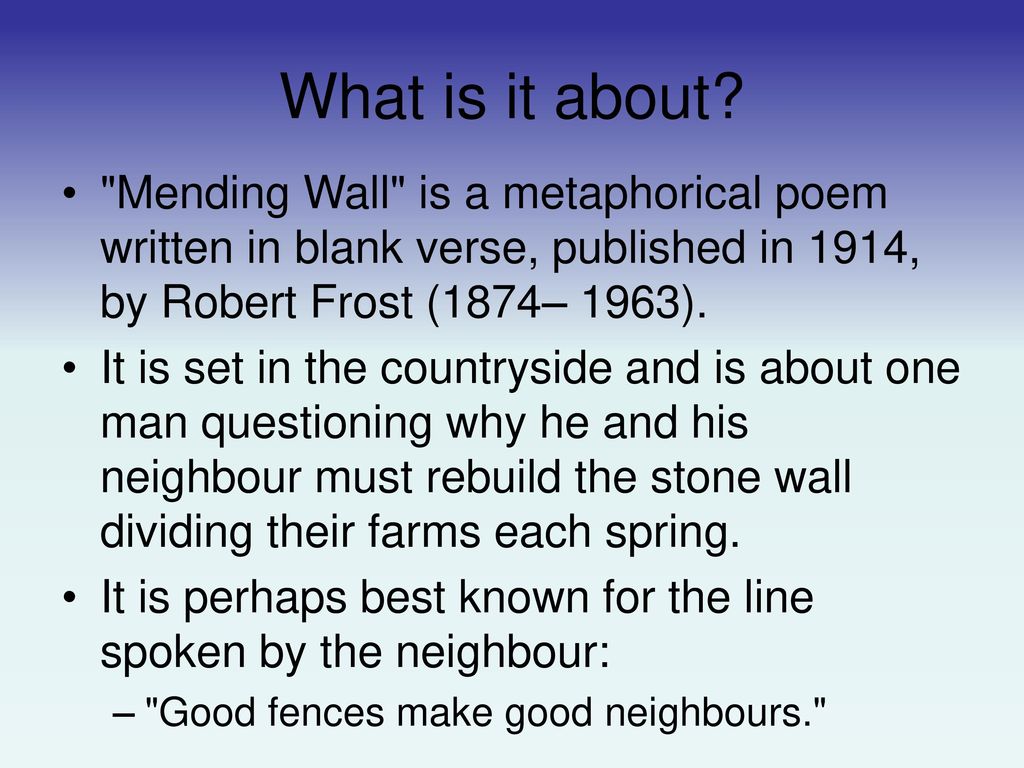 mending wall poem questions