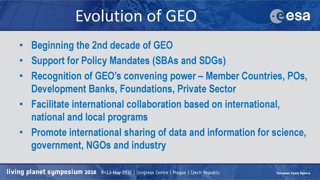 Evolution of GEO Beginning the 2nd decade of GEO