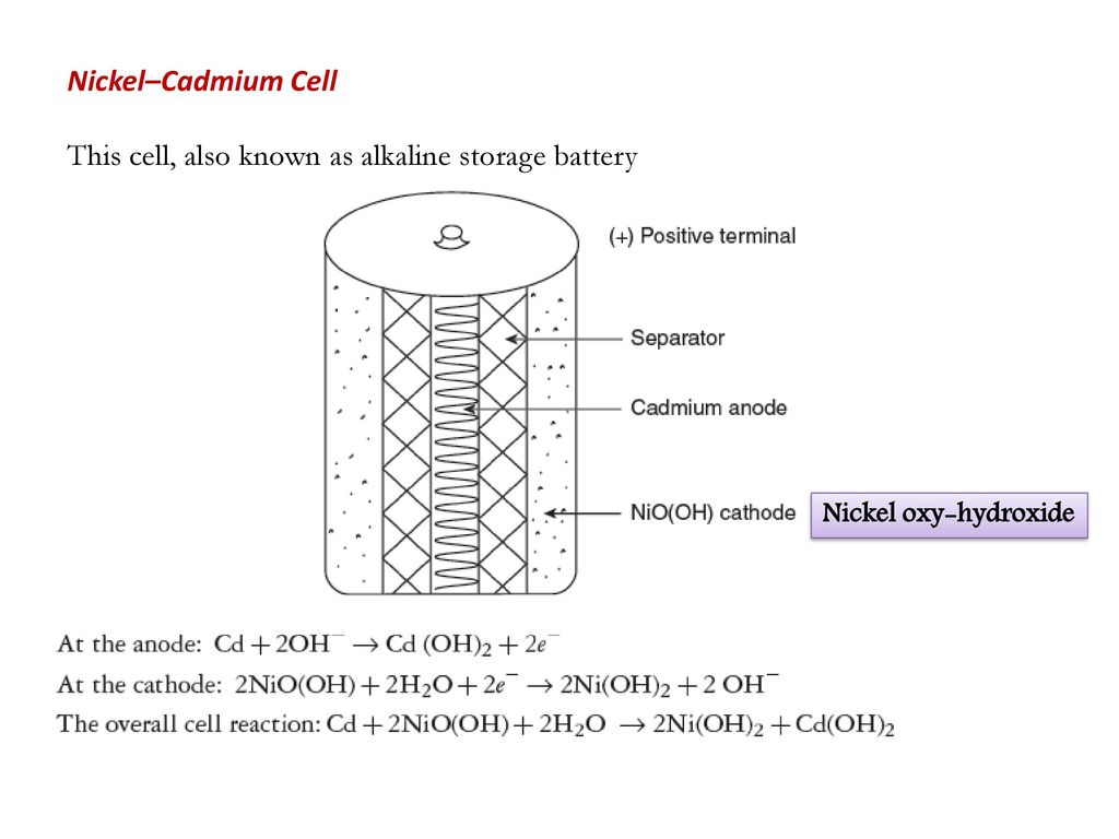 Secondary Cell Nickel Cadmium (NiCd) Cells and Batteries - ppt download