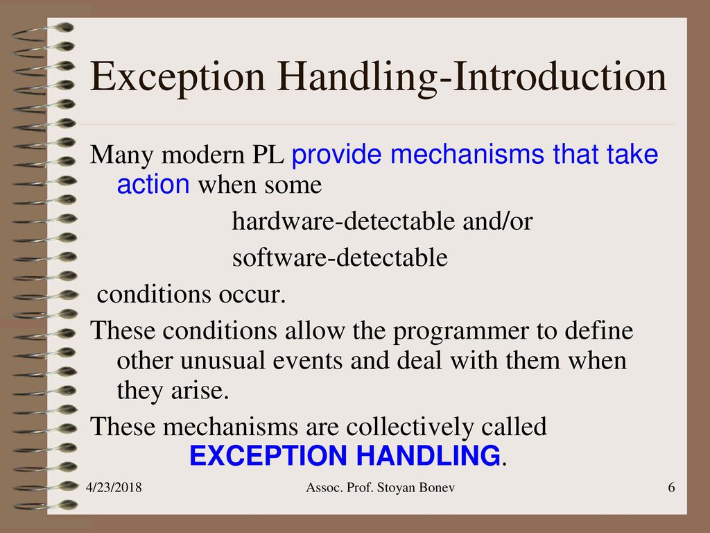 Exception Handling, part 1 Reference: R.Sebesta, Chapter ppt download