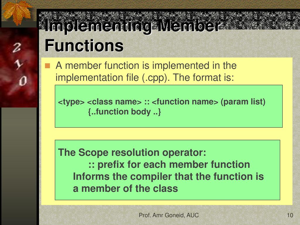 Implementing Member Functions