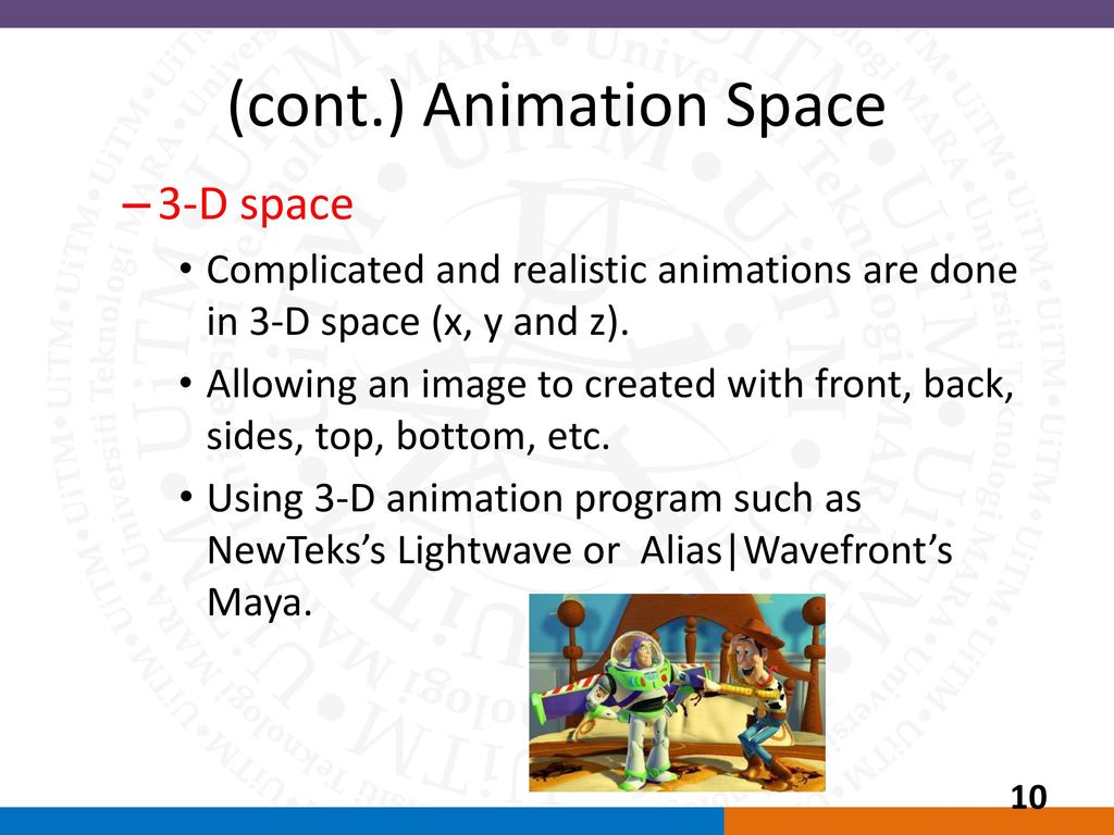 (cont.) Animation Space