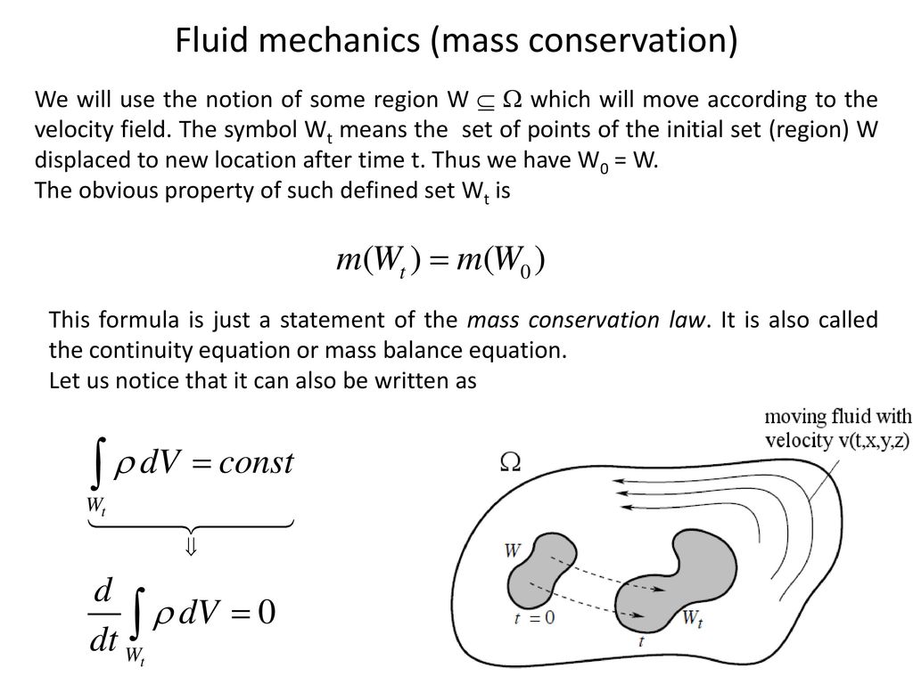 Conservation of mass, momentum and energy in fluid dynamics - ppt download