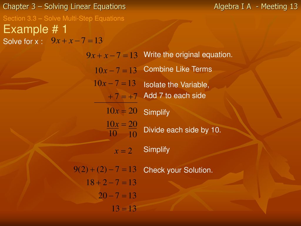 Section 3.3 – Solve Multi-Step Equations