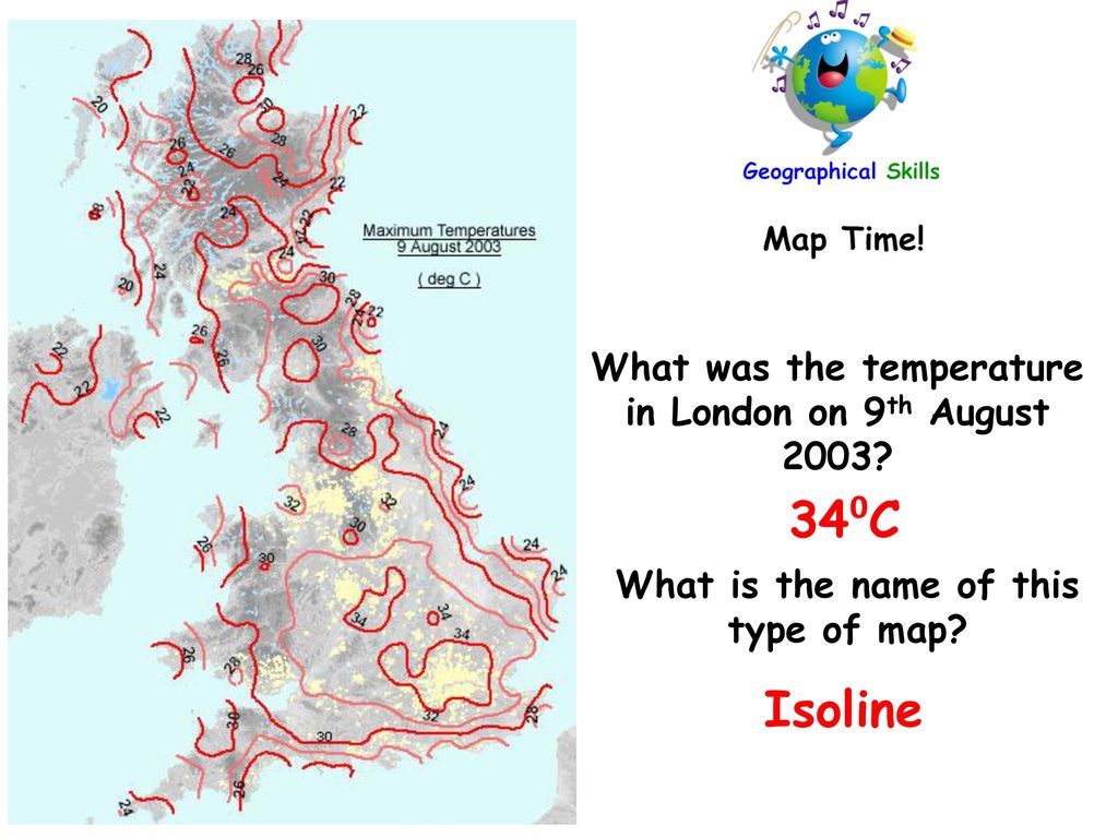 34⁰C Isoline What was the temperature in London on 9th August 2003