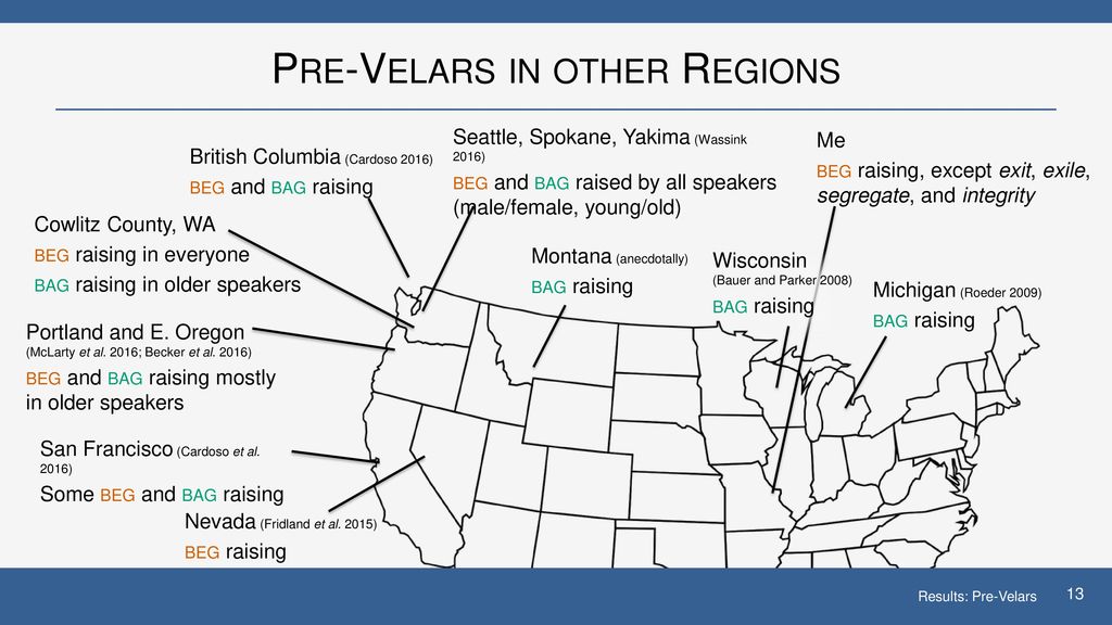 Pre-Velars in other Regions