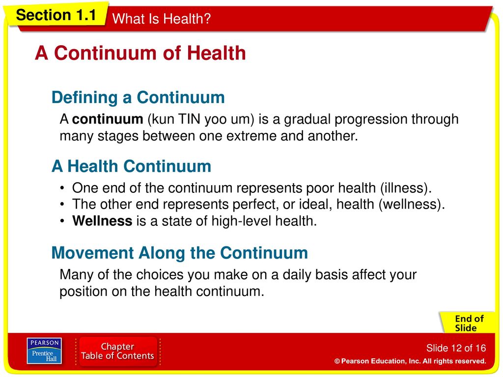 A Continuum of Health Defining a Continuum A Health Continuum