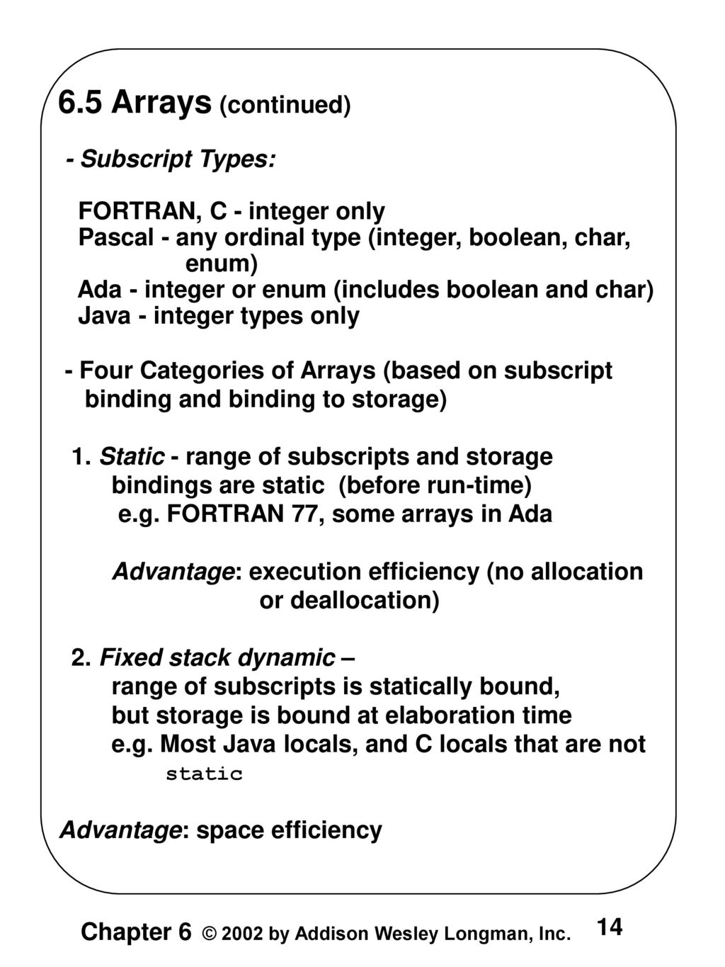6.1 Introduction 6.2 Primitive Data Types - Evolution of Data Types ...