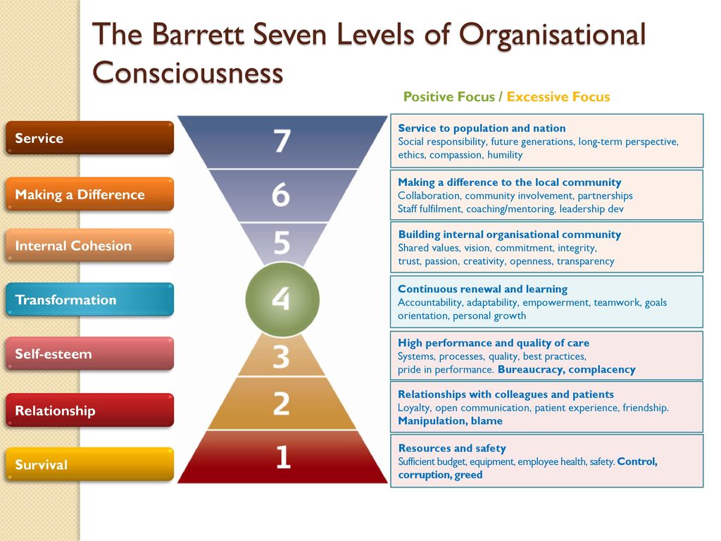 The Barrett Seven Levels of Organisational Consciousness.
