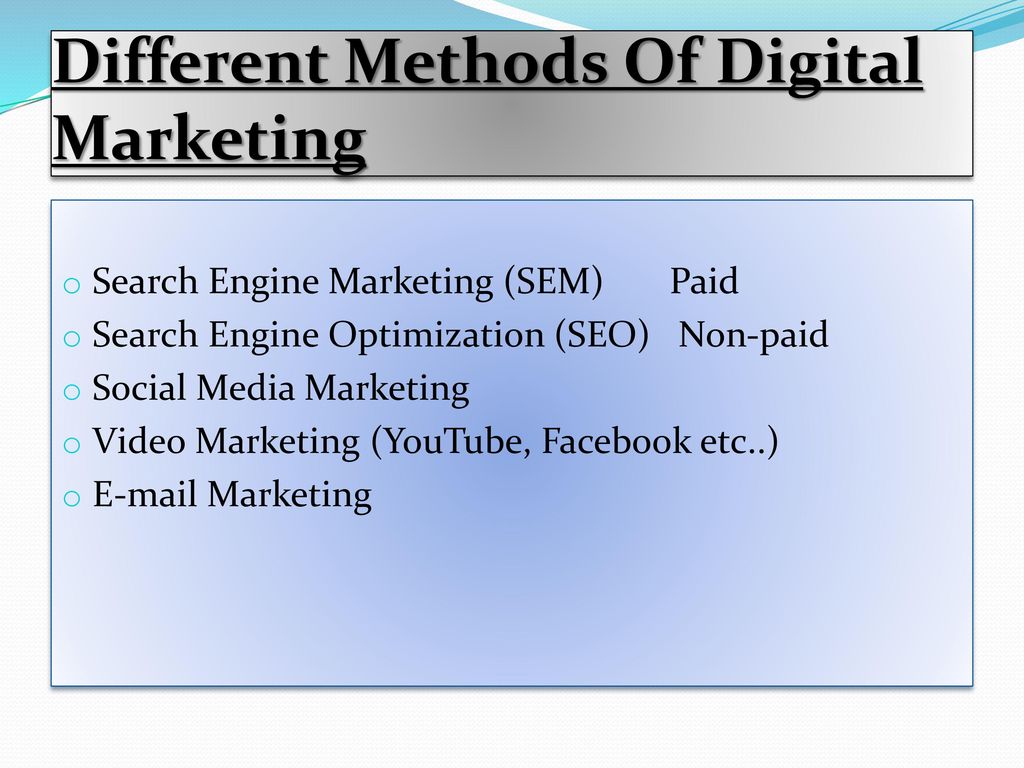 Different Methods Of Digital Marketing
