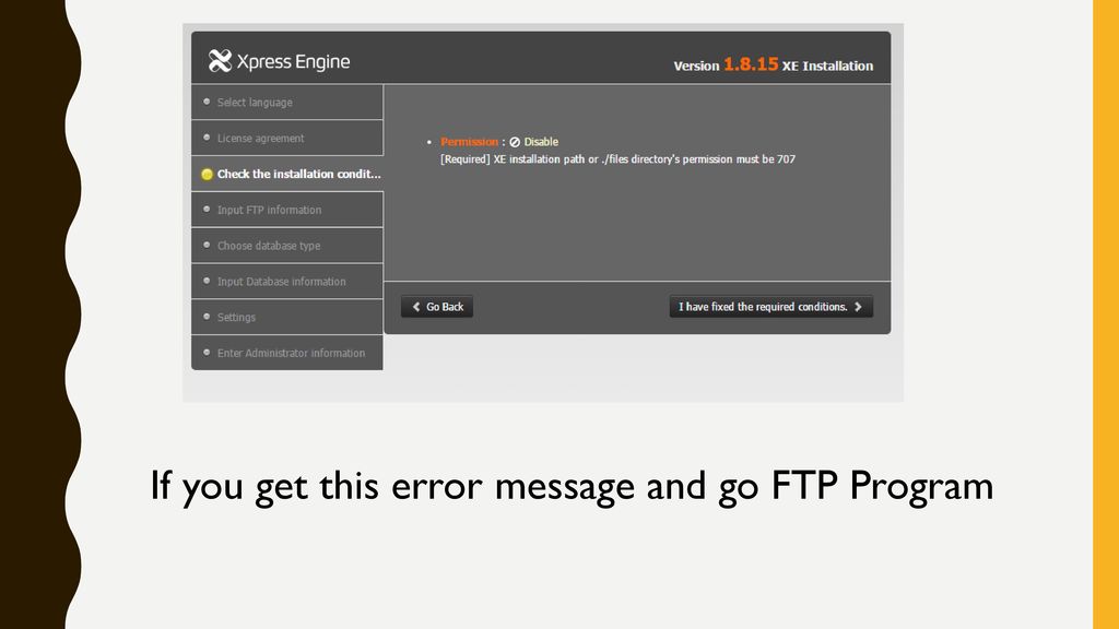 If you get this error message and go FTP Program