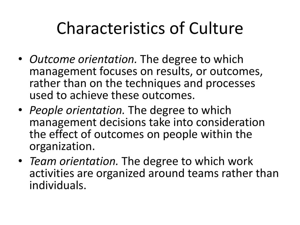 Characteristics of Culture