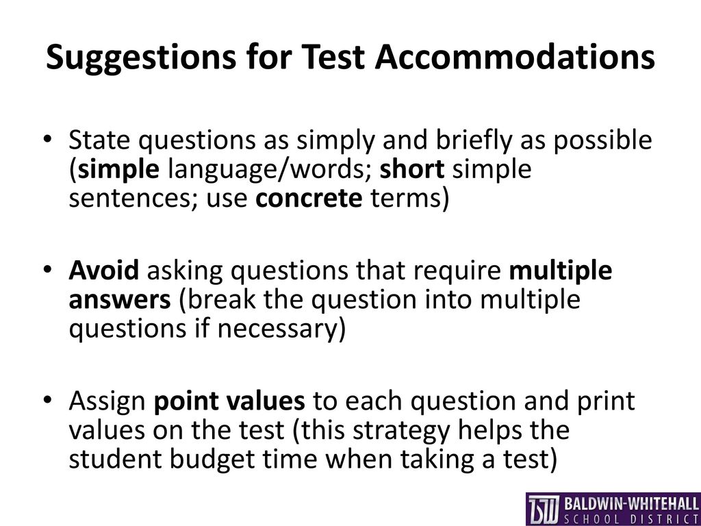 Suggestions for Test Accommodations
