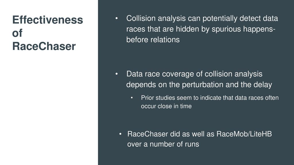 Effectiveness of RaceChaser