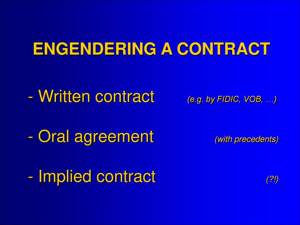 ENGENDERING A CONTRACT