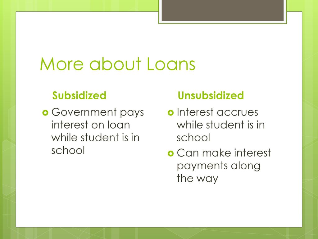 More about Loans Subsidized Unsubsidized