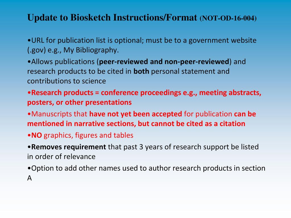 The NIH Biosketch UZUCSF CTU Writer’s July ppt download