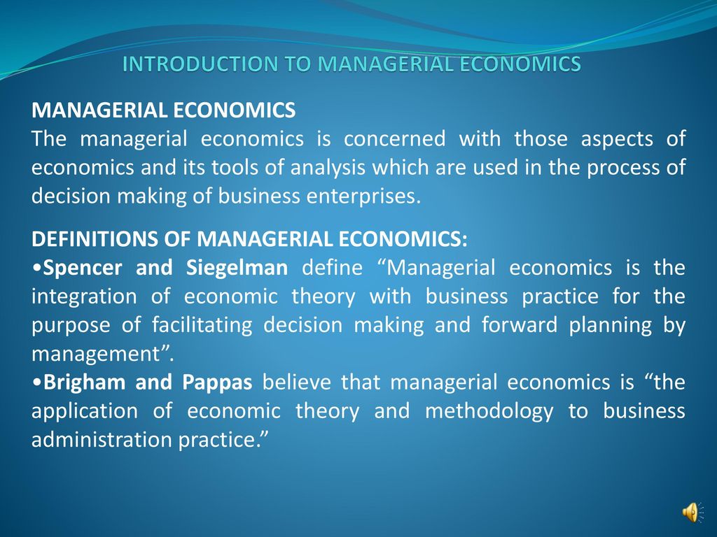 Introduction to Managerial Economics
