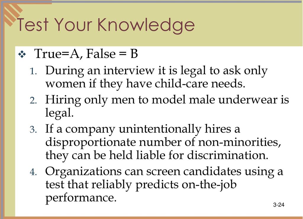 Test Your Knowledge True=A, False = B