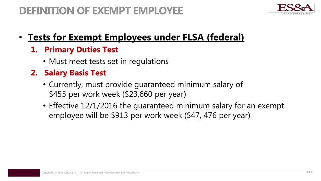 Duties test for exempt employees