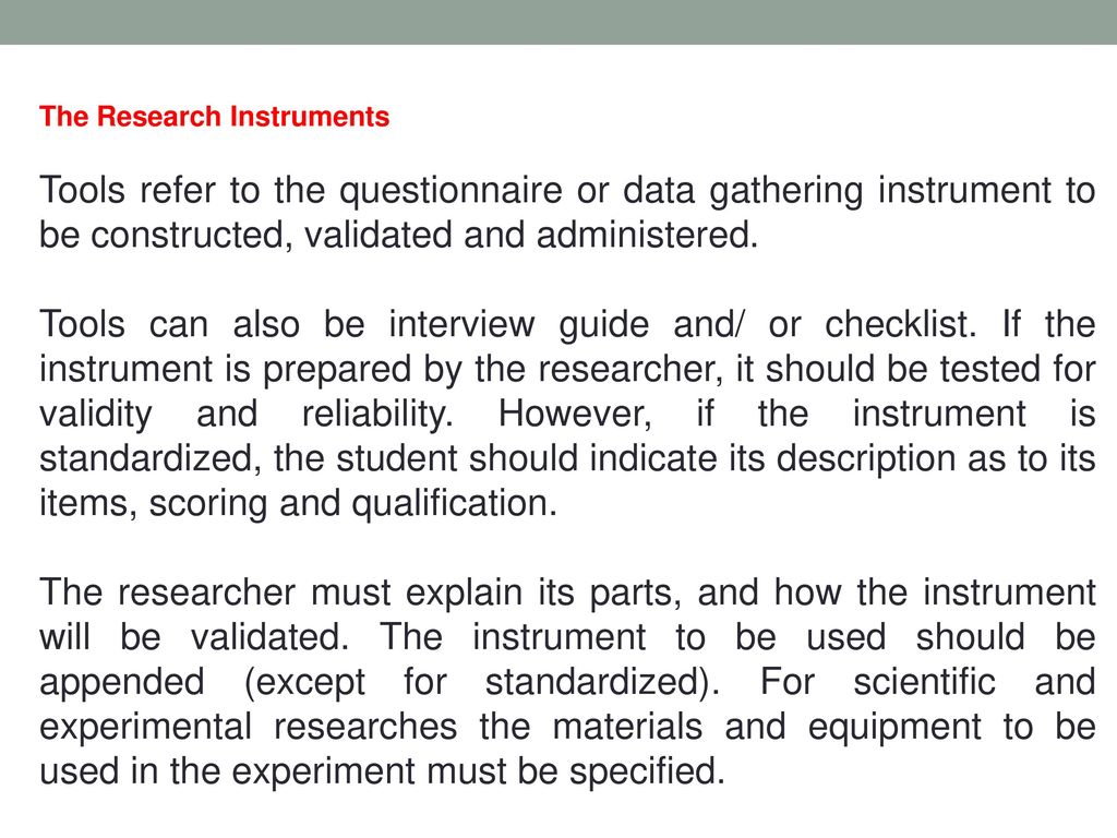 purpose of the research instrument