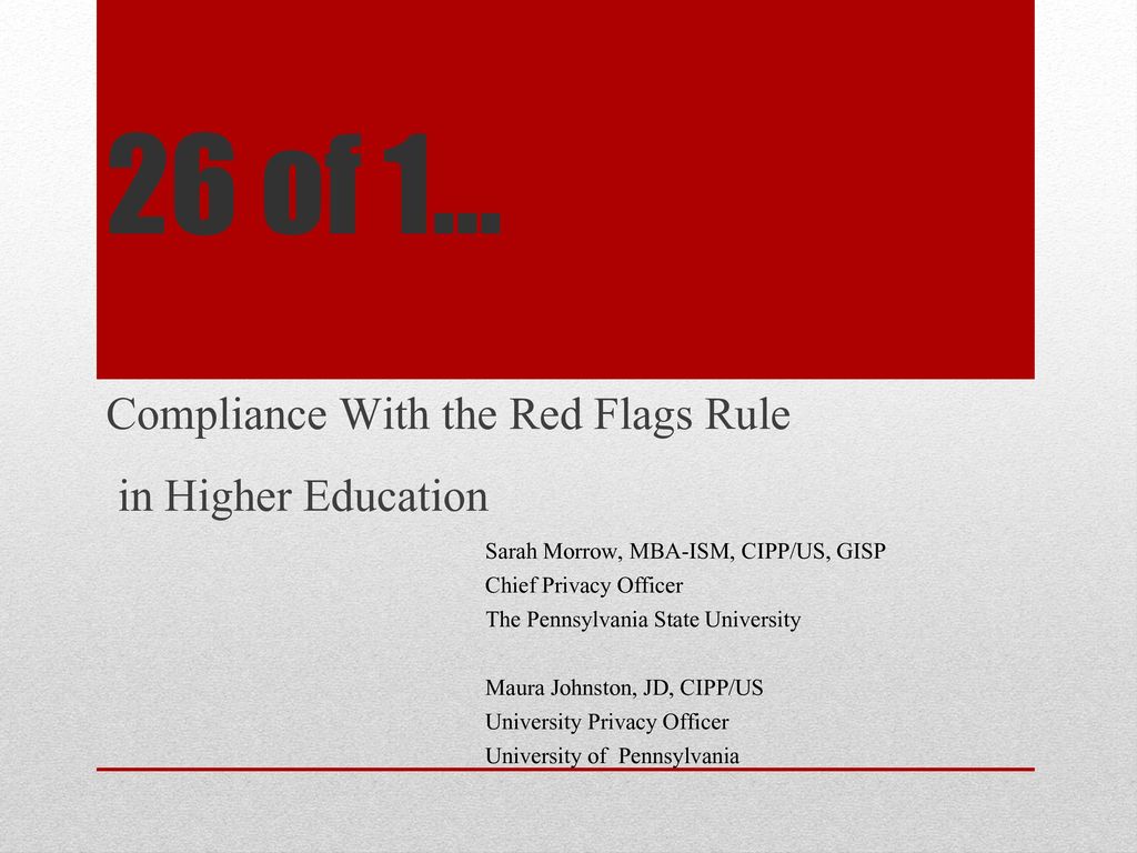 Compliance With The Red Flags Rule In Higher Education Ppt Download