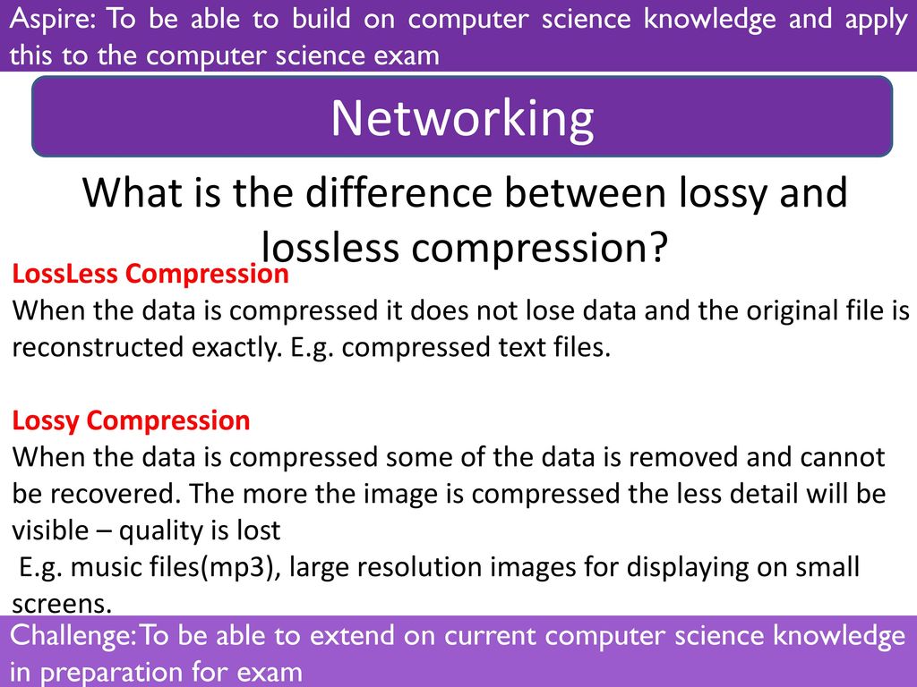 What is the difference between lossy and lossless compression.