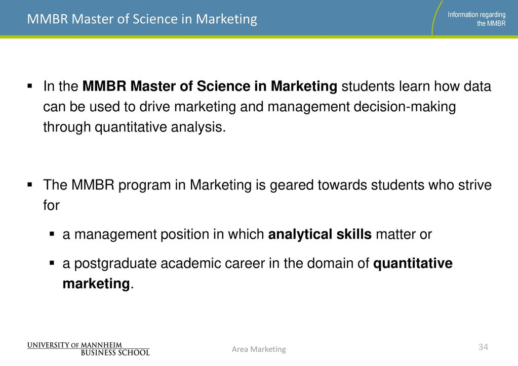 MMBR Master of Science in Marketing