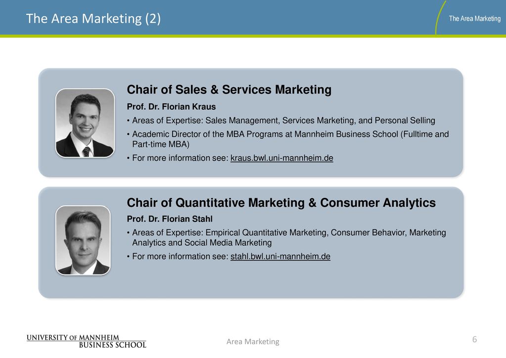 The Area Marketing (2) Chair of Sales & Services Marketing