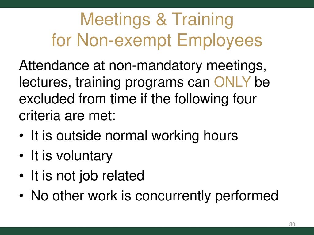 Meetings & Training for Non-exempt Employees