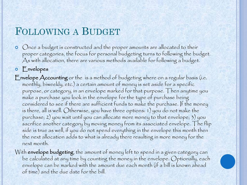 Following a Budget