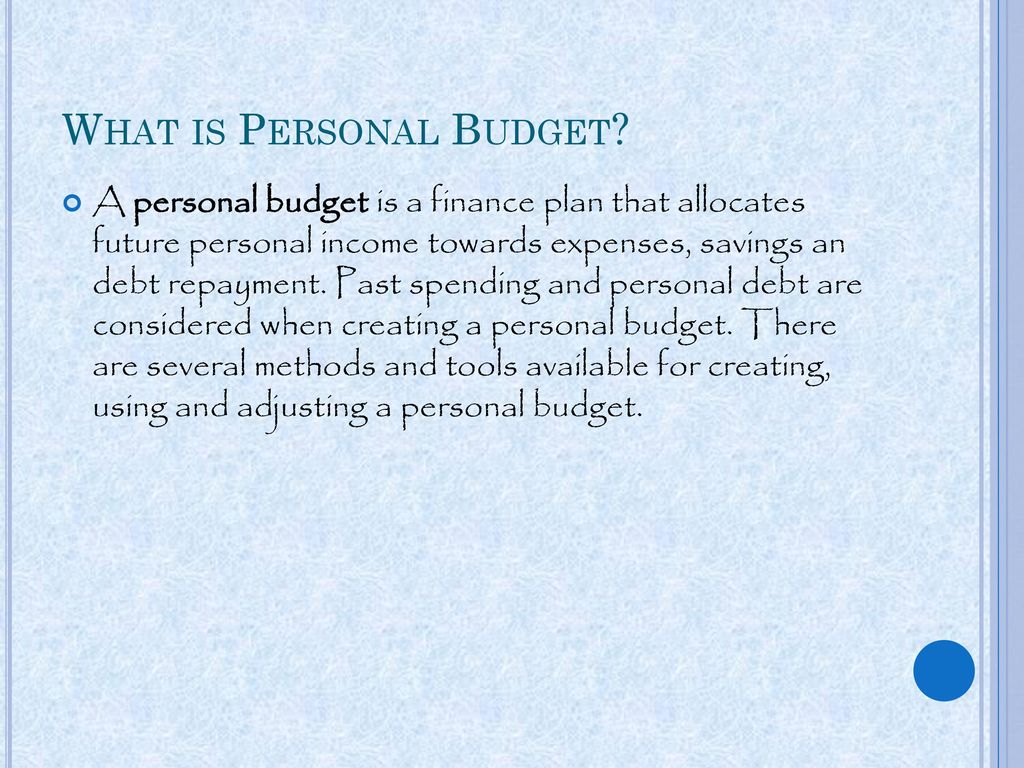 What is Personal Budget