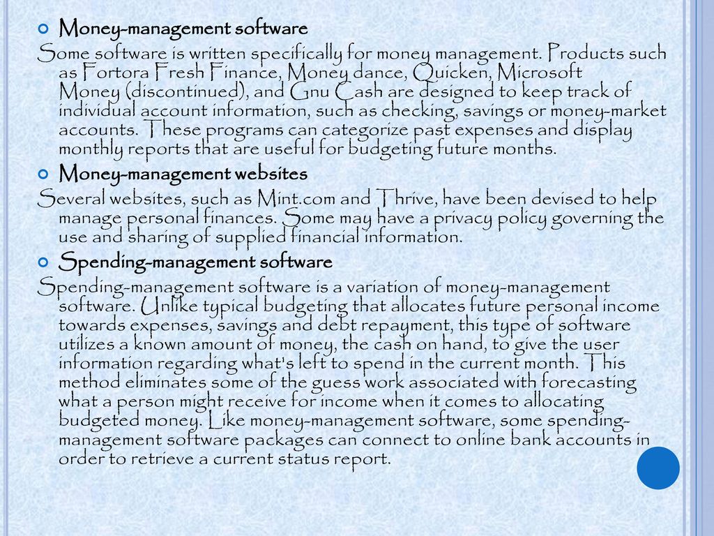 Money-management software