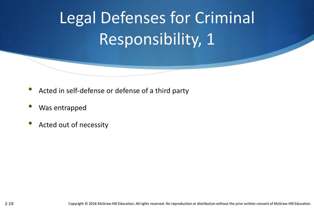 Legal Defenses for Criminal Responsibility, 1