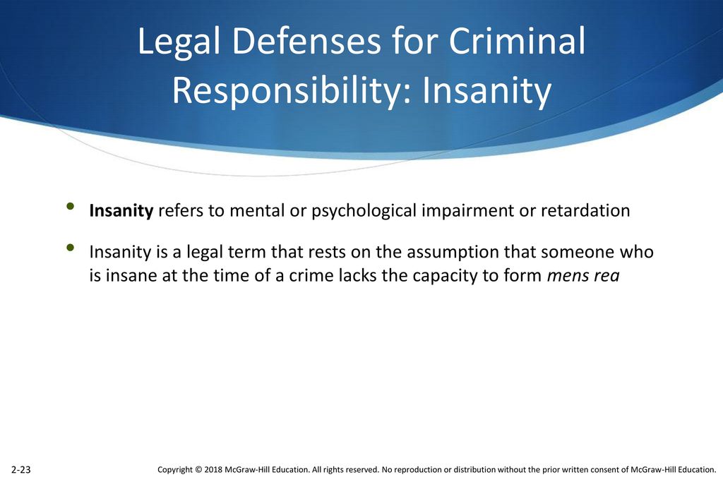 Legal Defenses for Criminal Responsibility: Insanity