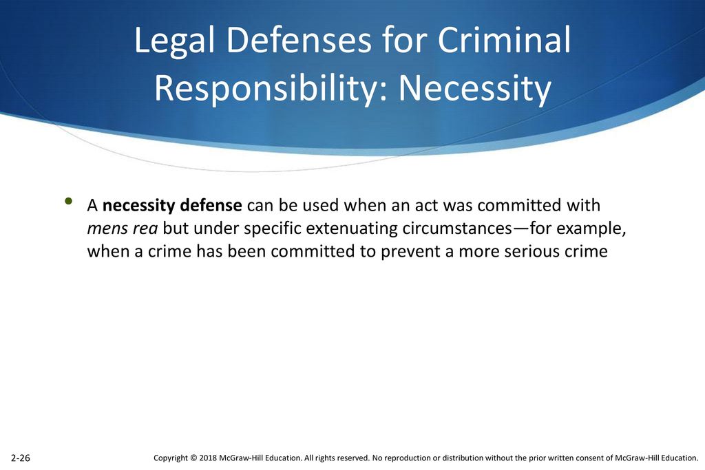Legal Defenses for Criminal Responsibility: Necessity