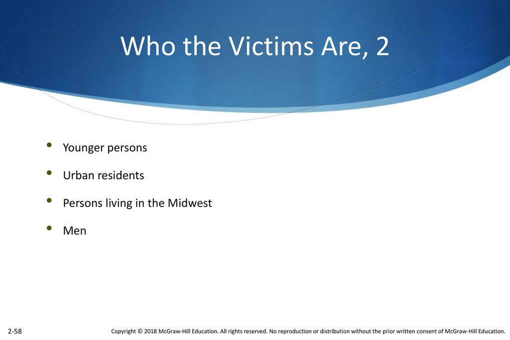 Who the Victims Are, 2 Younger persons Urban residents