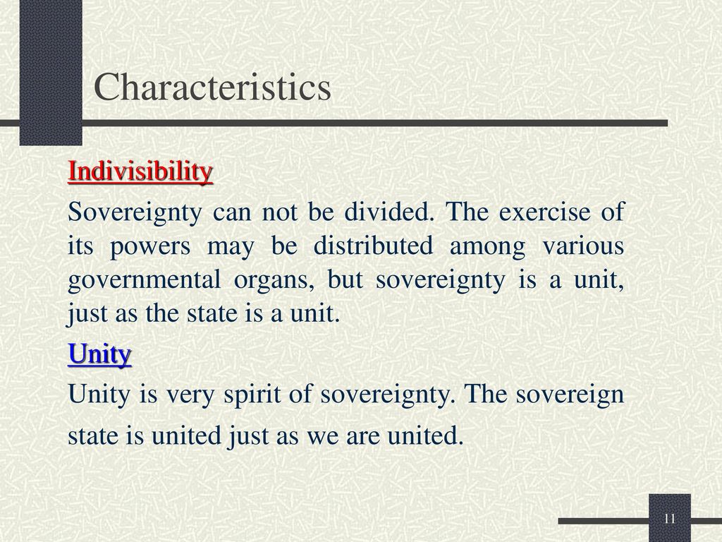 important characteristics of sovereignty