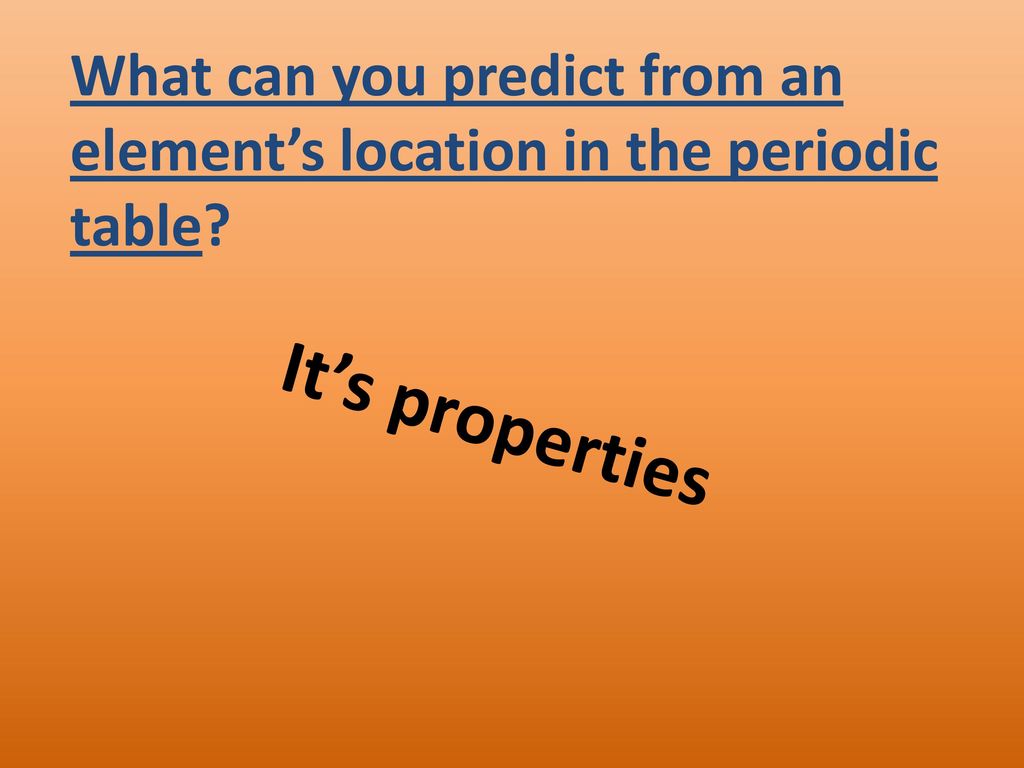 What can you predict from an element’s location in the periodic table
