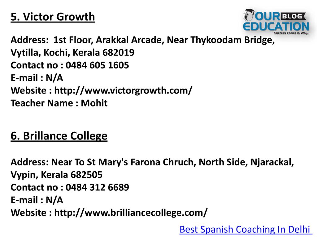 5. Victor Growth 6. Brillance College