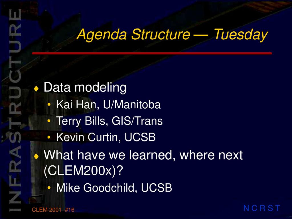 Agenda Structure — Tuesday