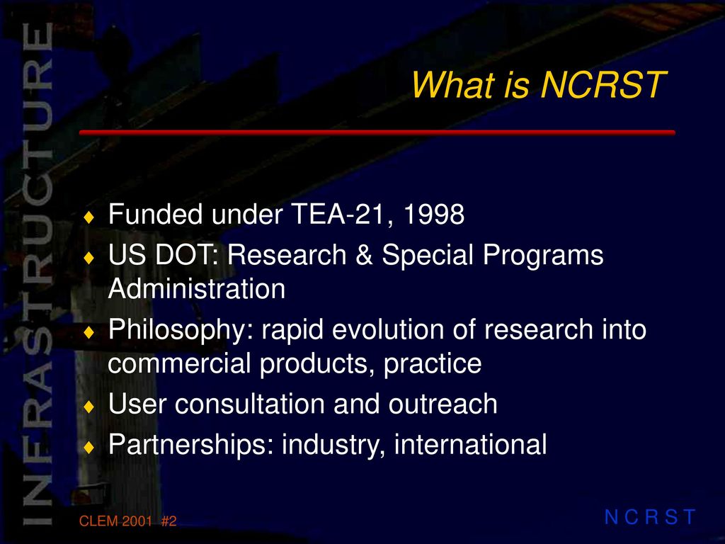 What is NCRST Funded under TEA-21, 1998