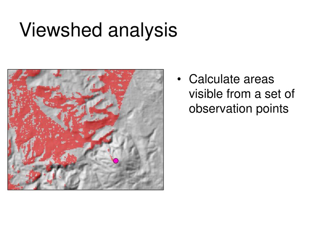 Viewshed analysis Calculate areas visible from a set of observation points