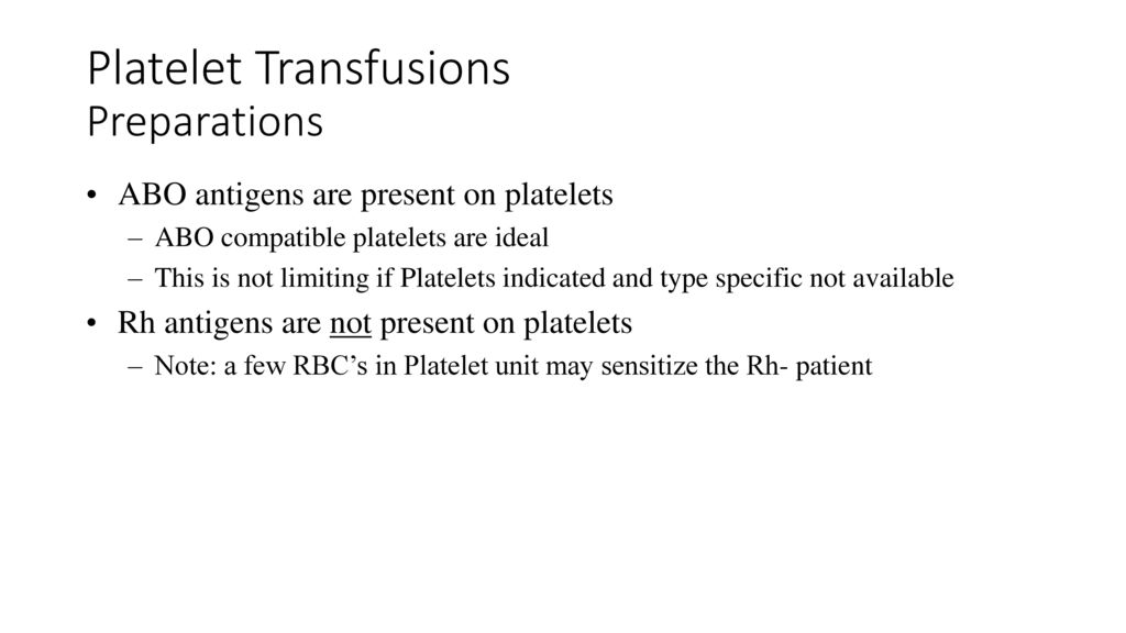 Platelet Transfusions Preparations