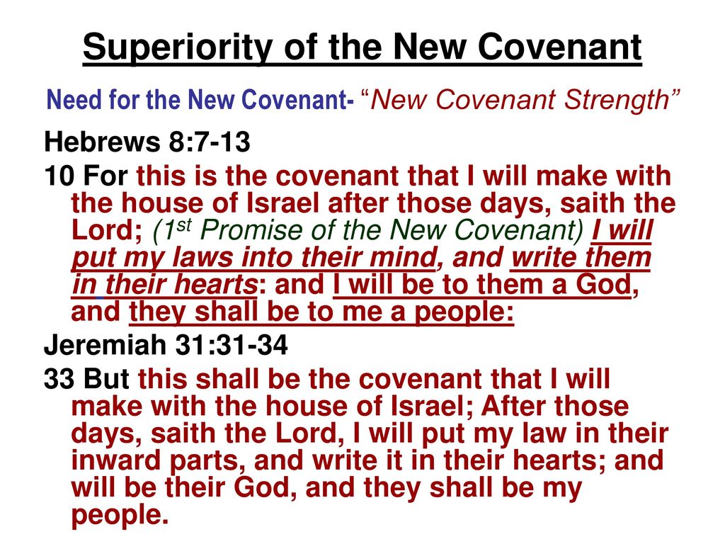 Superiority of the New Covenant Need for the New Covenant- New Covenant Strength