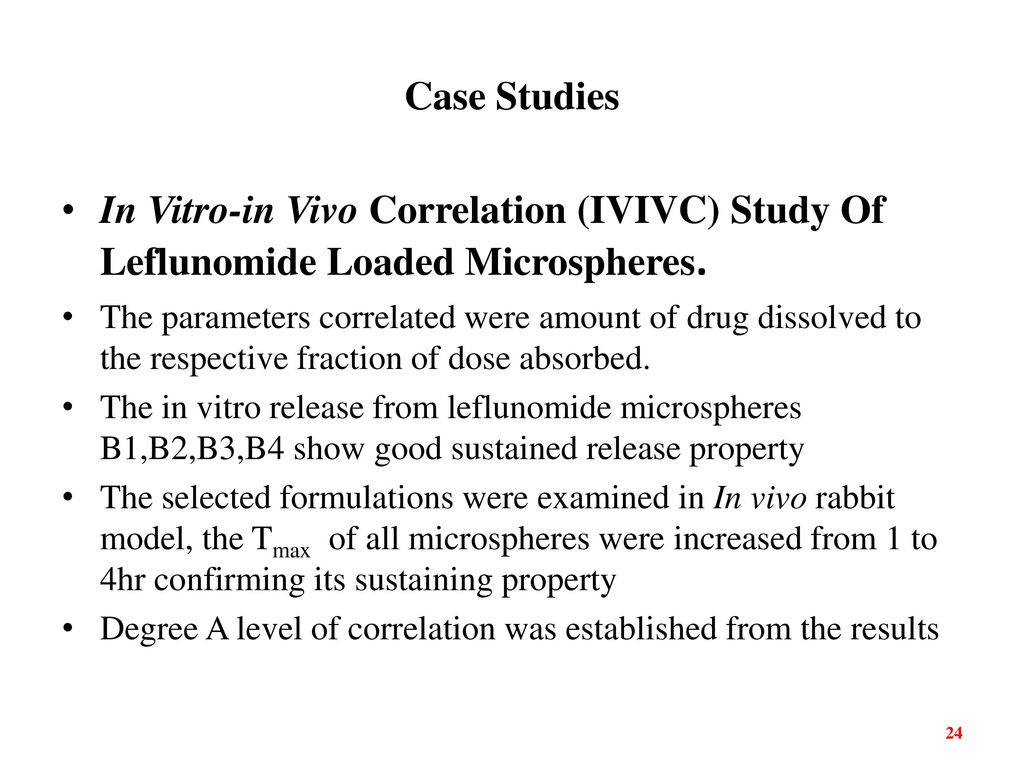 Case Studies In Vitro-in Vivo Correlation (IVIVC) Study Of Leflunomide Loaded Microspheres.
