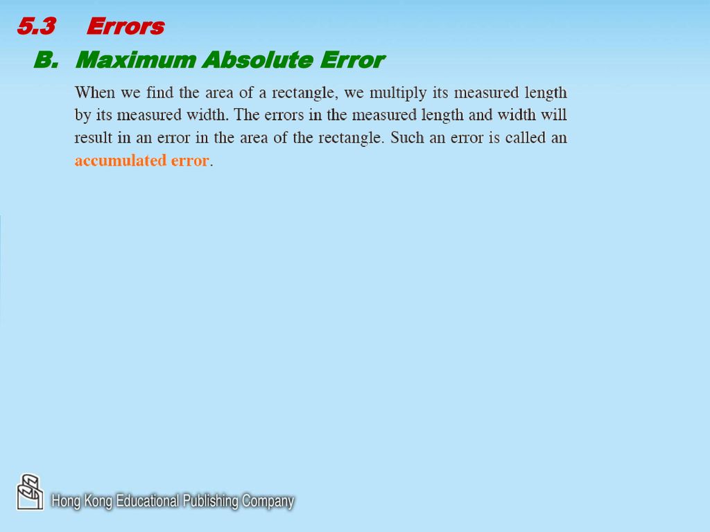 5.3 Errors B. Maximum Absolute Error