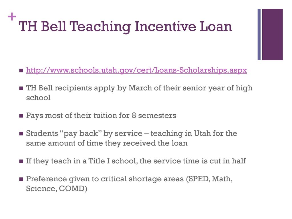 TH Bell Teaching Incentive Loan