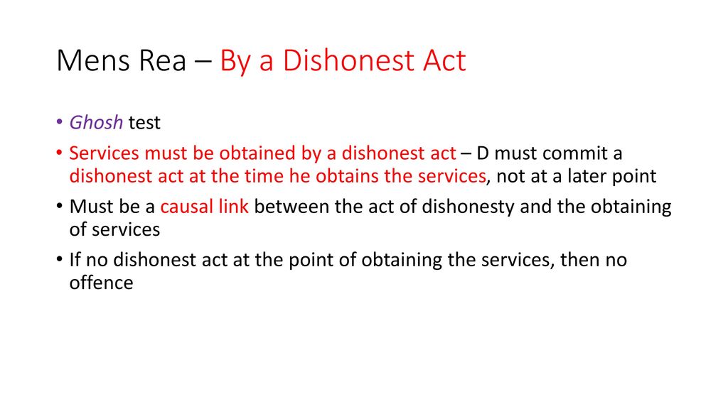 Mens Rea – By a Dishonest Act